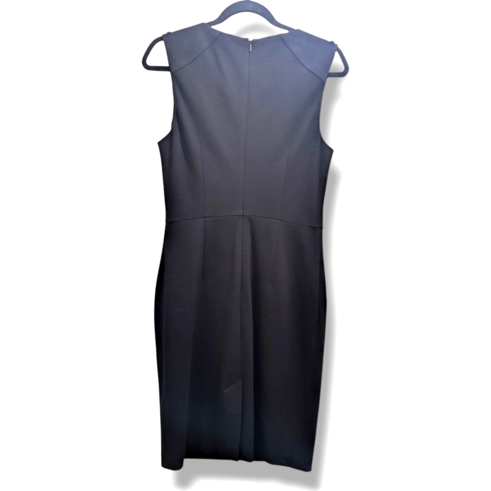 Trina Turk Black Brigadier Dress Ponte Sheath Sleeveless Round Neckline- M - Picture 2 of 16
